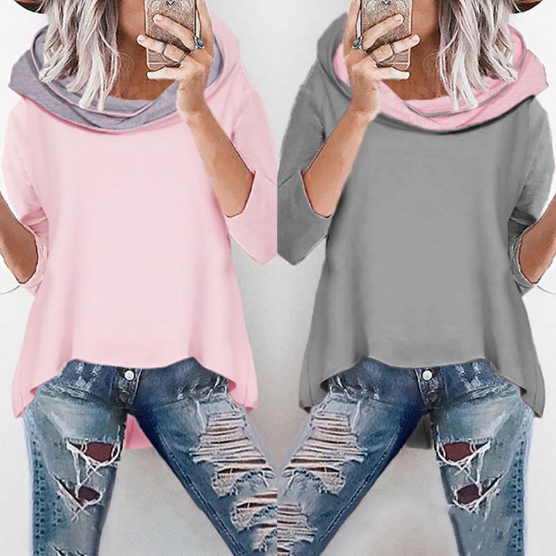 

Fashion Dip Hem Casual Hoodie Sweatshirt, Gray