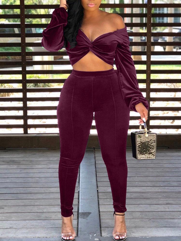 

Velvet Twist Crop Top & Skinny Pants Sets