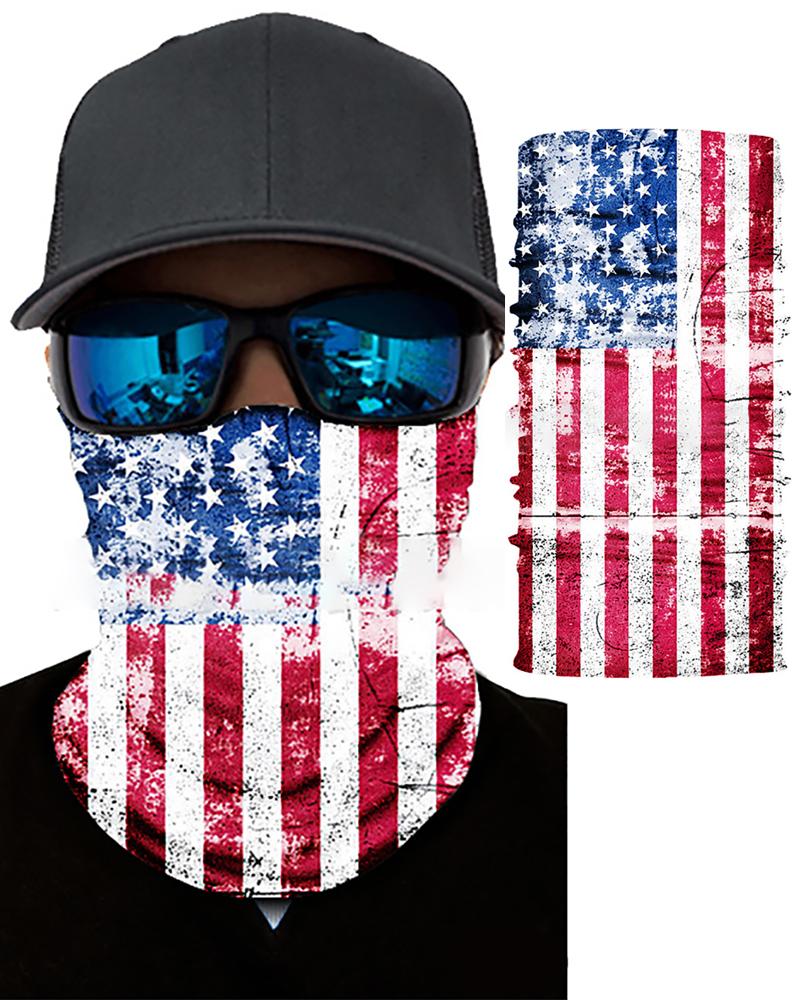 

American Flag Print Breathable Face Bandana Magic Scarf Headwrap Balaclava, White
