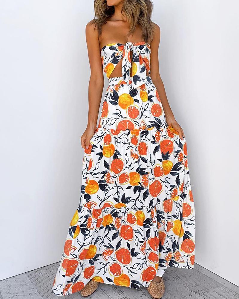 

Fruit Print Two-Piece Set, Orange