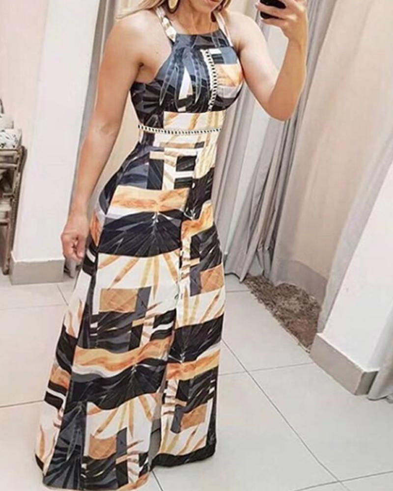 

Geo Print Sleeveless Maxi Dress