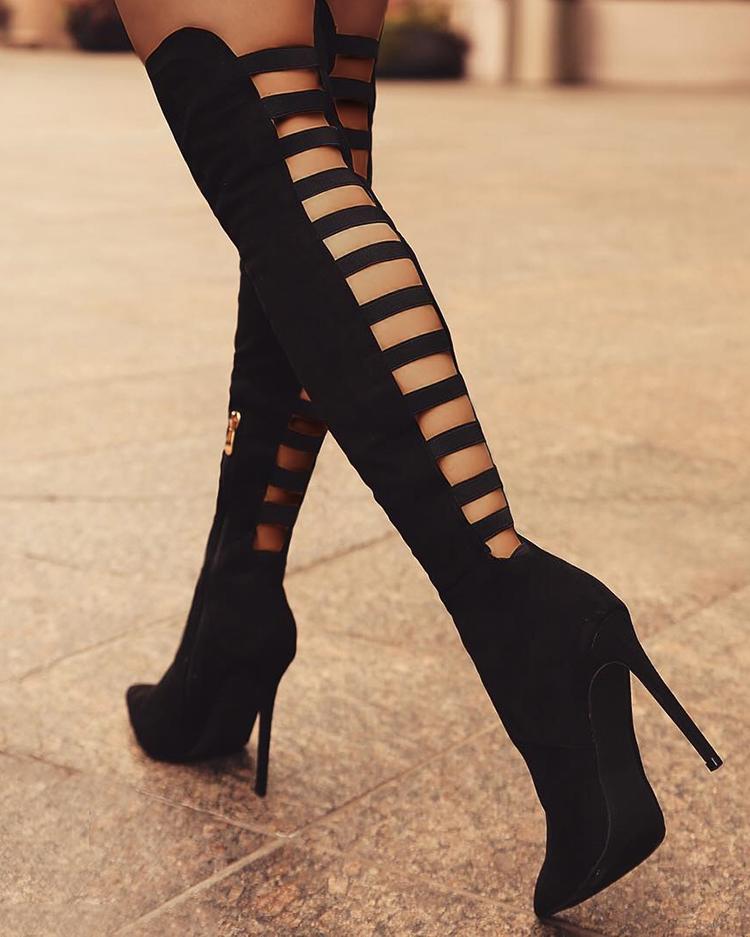 

Back Ladder Cutout Knee-high Stiletto Boots