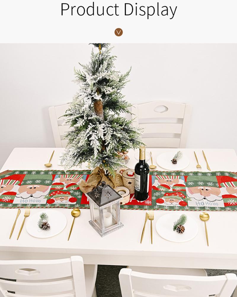 

Christmas Print Knit Tassel Design Table Runner, Style3