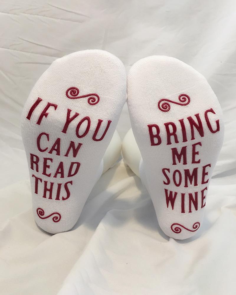 

1Pair Letter Print Socks, White