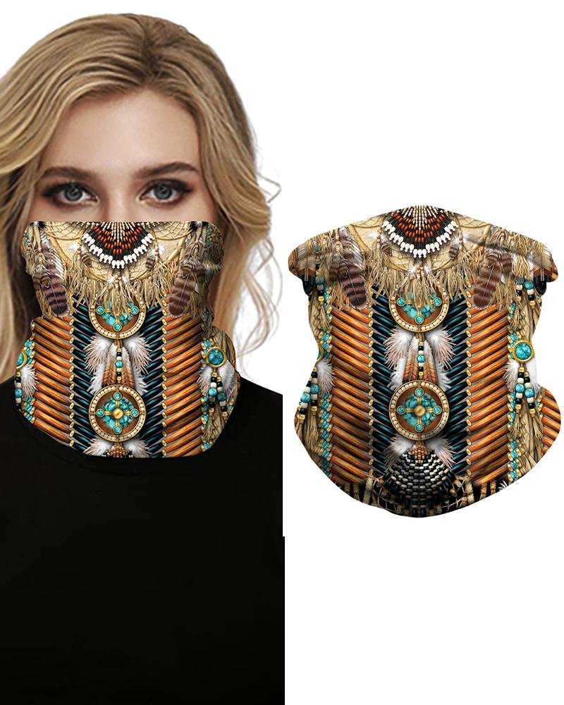 

Print Face Bandana Magic Scarf Headwrap Balaclava, Coffee