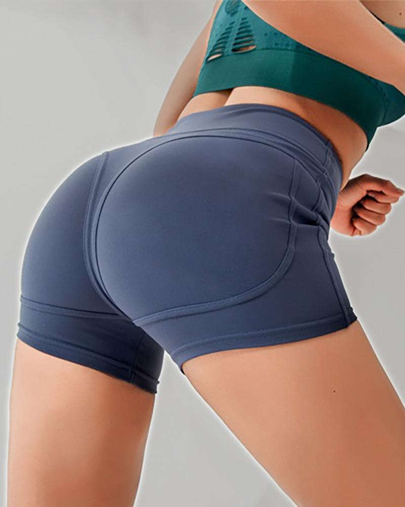 

High Waist Butt Lift Yoga Shorts, Dark blue