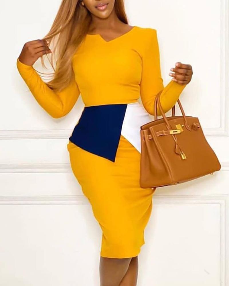 

Contrast Bodycon Midi Dress, Yellow