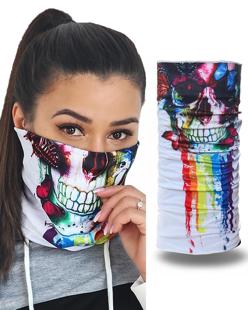 

Skull Print Breathable Face Bandana Magic Scarf Headwrap Balaclava, White