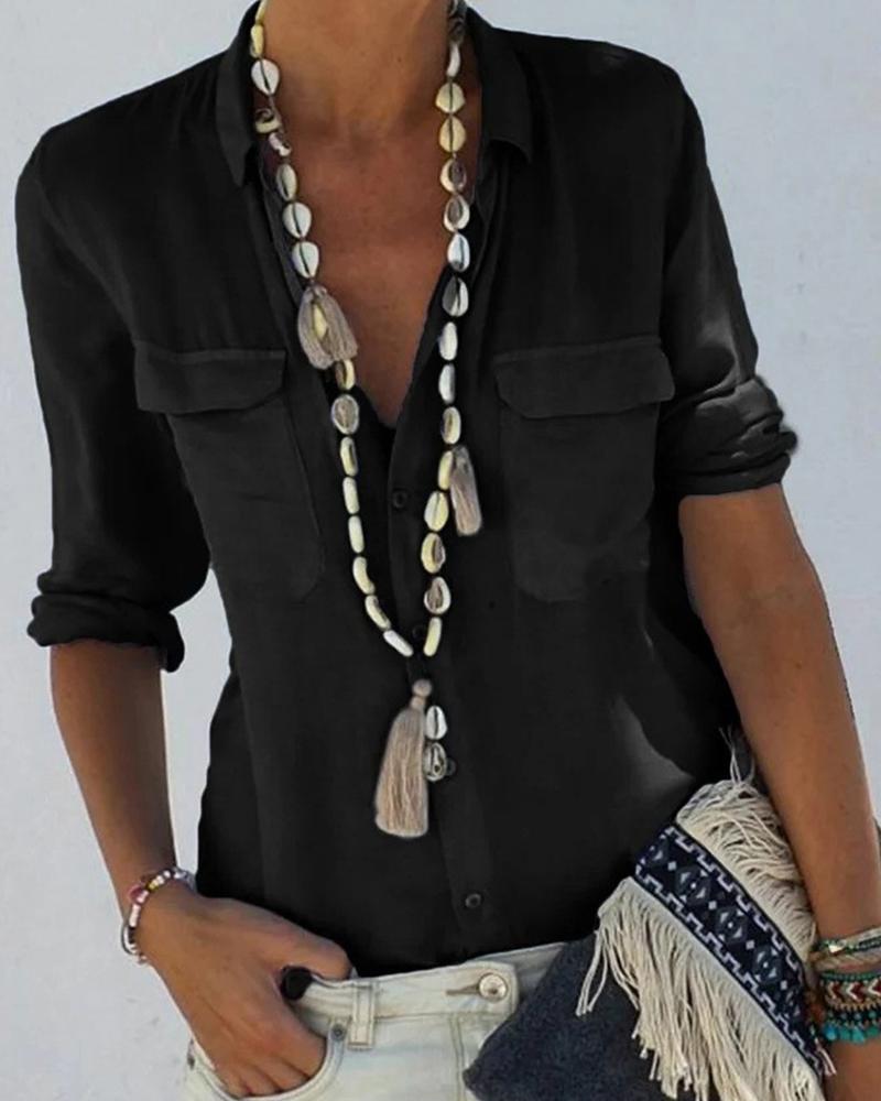 

Comfy Brief Long Sleeve Blouse Top, Black