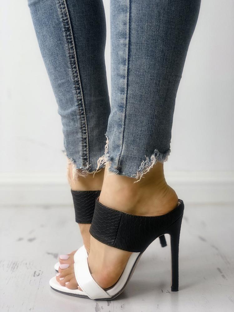 

Snakeskin Double Buckle Thin Heeled Sandals