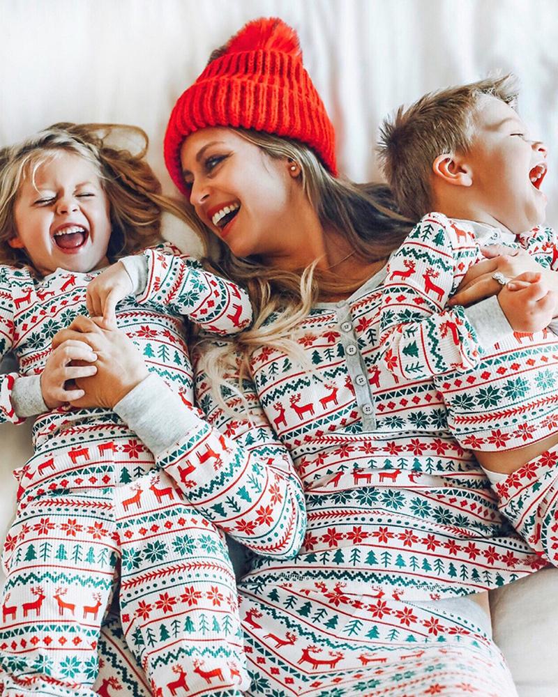 

Christmas Colorblock Pajamas Set For Kids, Gray