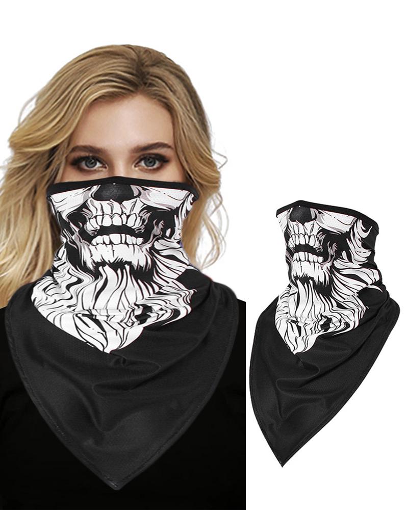 

Skull Print Face Bandana Magic Scarf Headwrap Balaclava, White