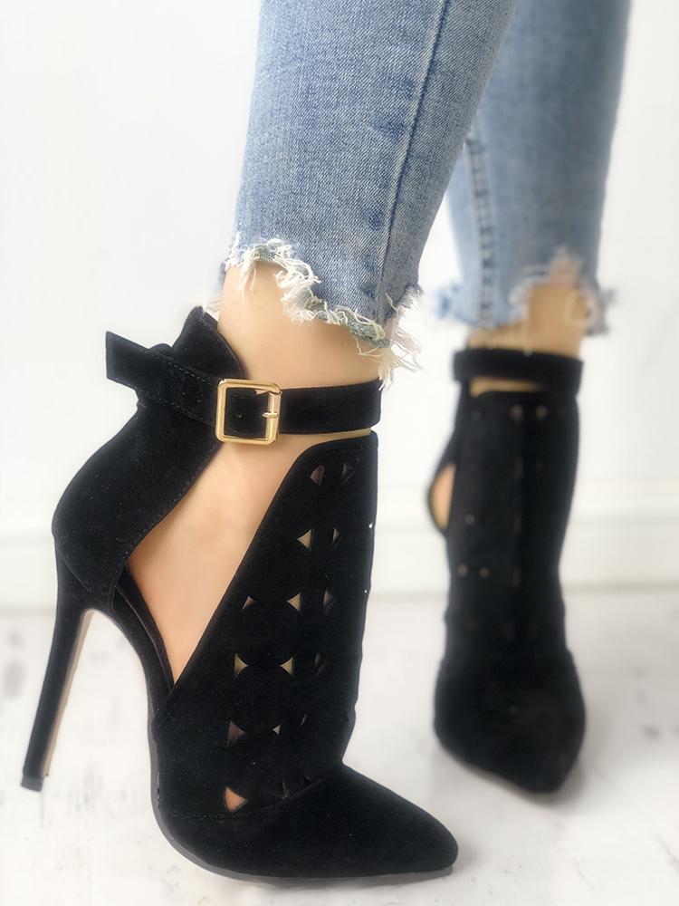 

Suede Pointed Toe Hollow Cut Stiletto Heels