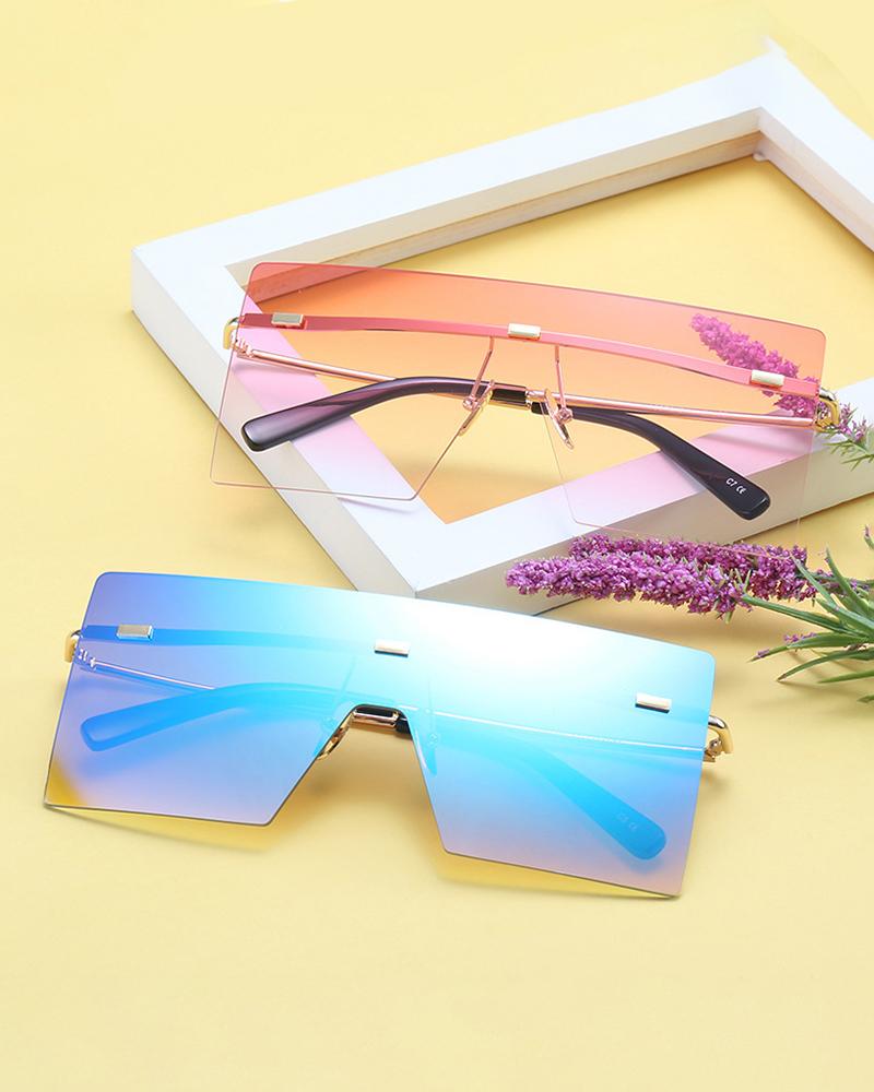 

Square Flexible Metal Frame Sunglasses, Pink