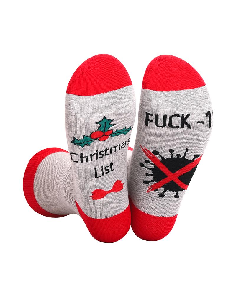 

Christmas Letter Graphic Print Socks, Red