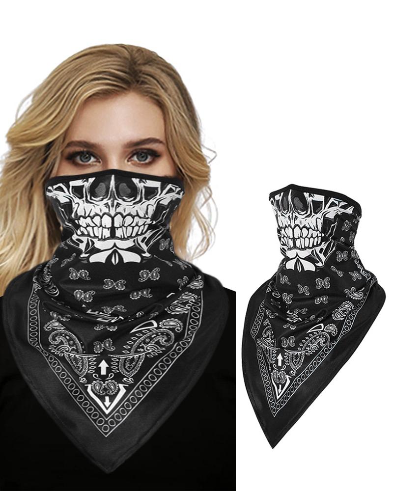 

Skull Print Face Bandana Magic Scarf Headwrap Balaclava, Black