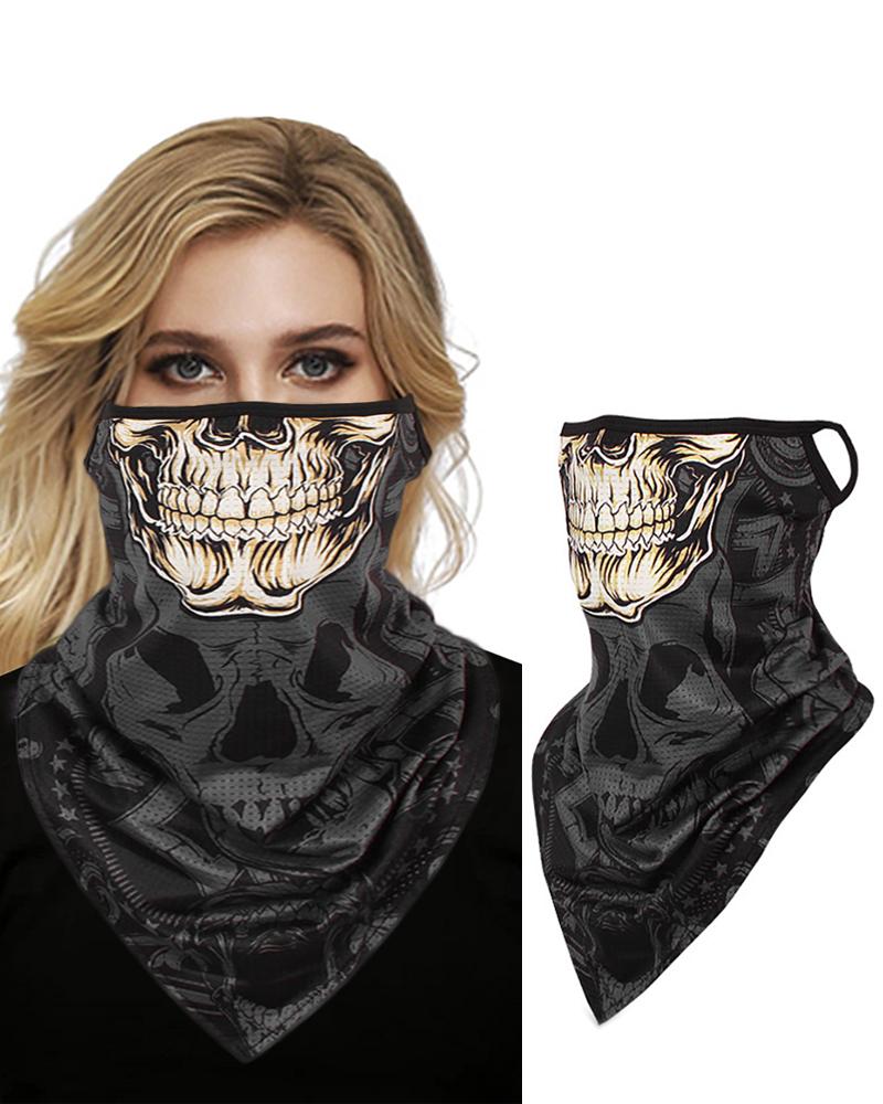 

Skull Print Breathable Face Cover Windproof Motorcycling Dust Outdoors, Dark grey