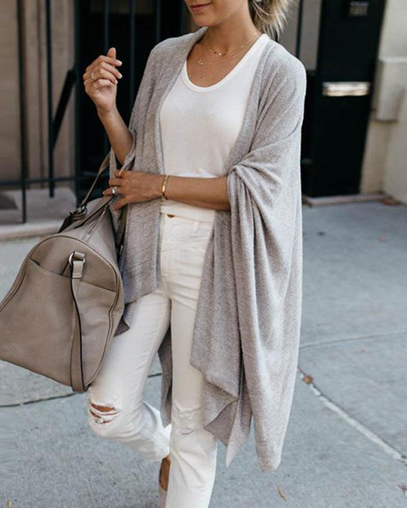 

Open Front Lightweight Waterfall Cardigan, Gray