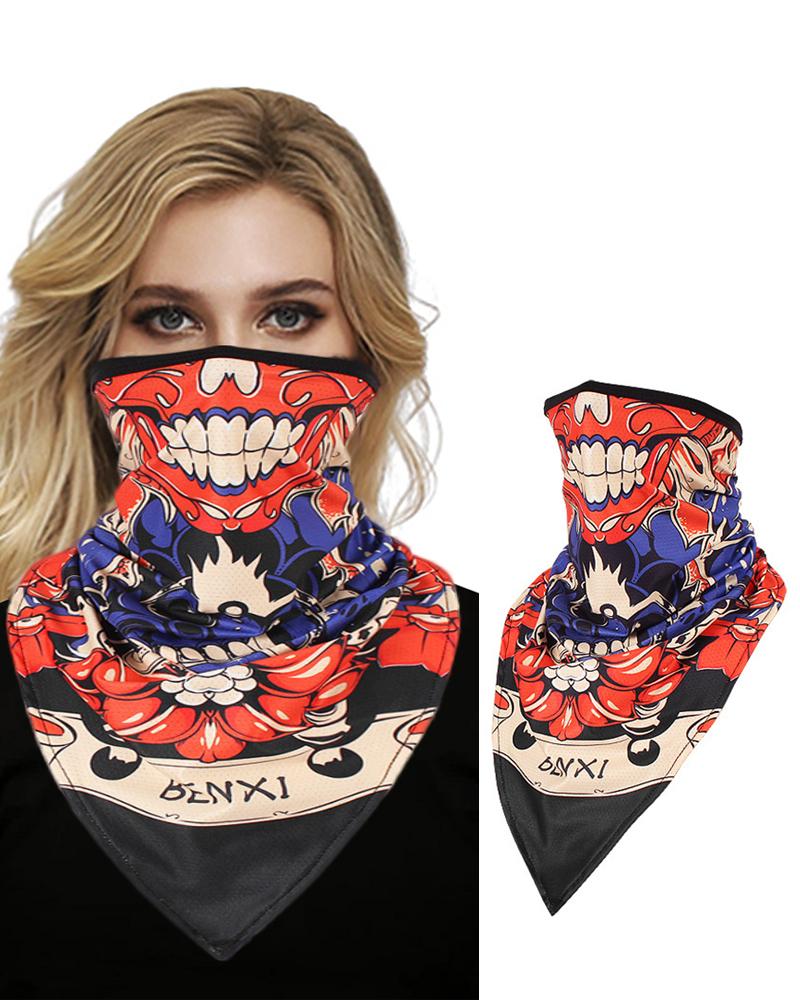 

Skull Print Face Bandana Magic Scarf Headwrap Balaclava, Red