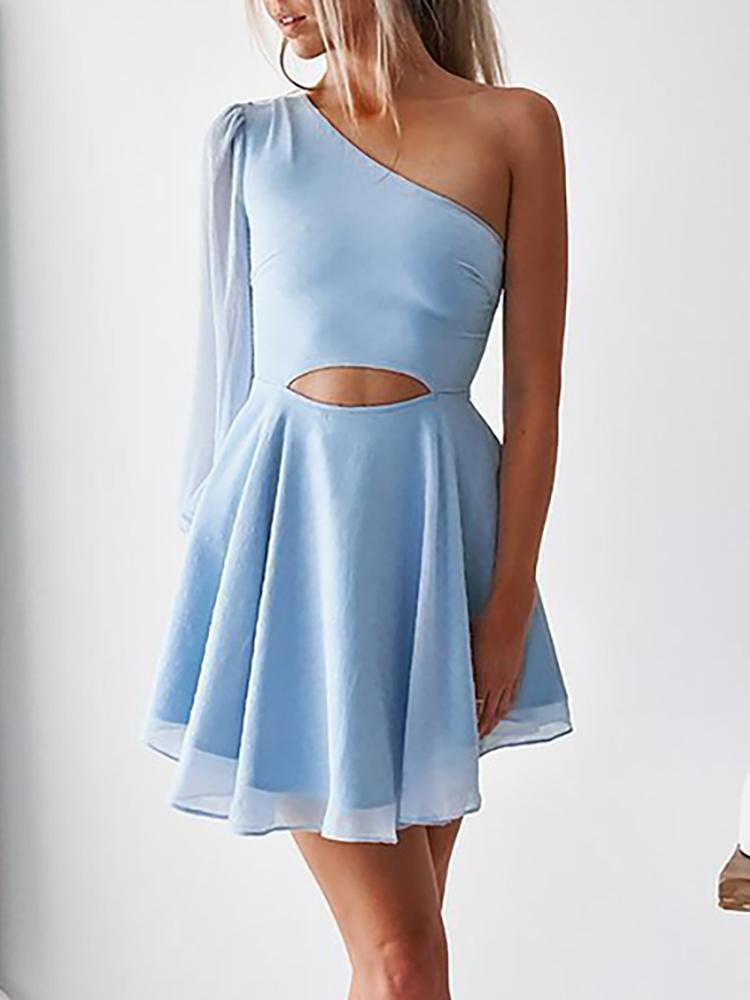

One Shoulder Mesh overlay Cut Out Dress