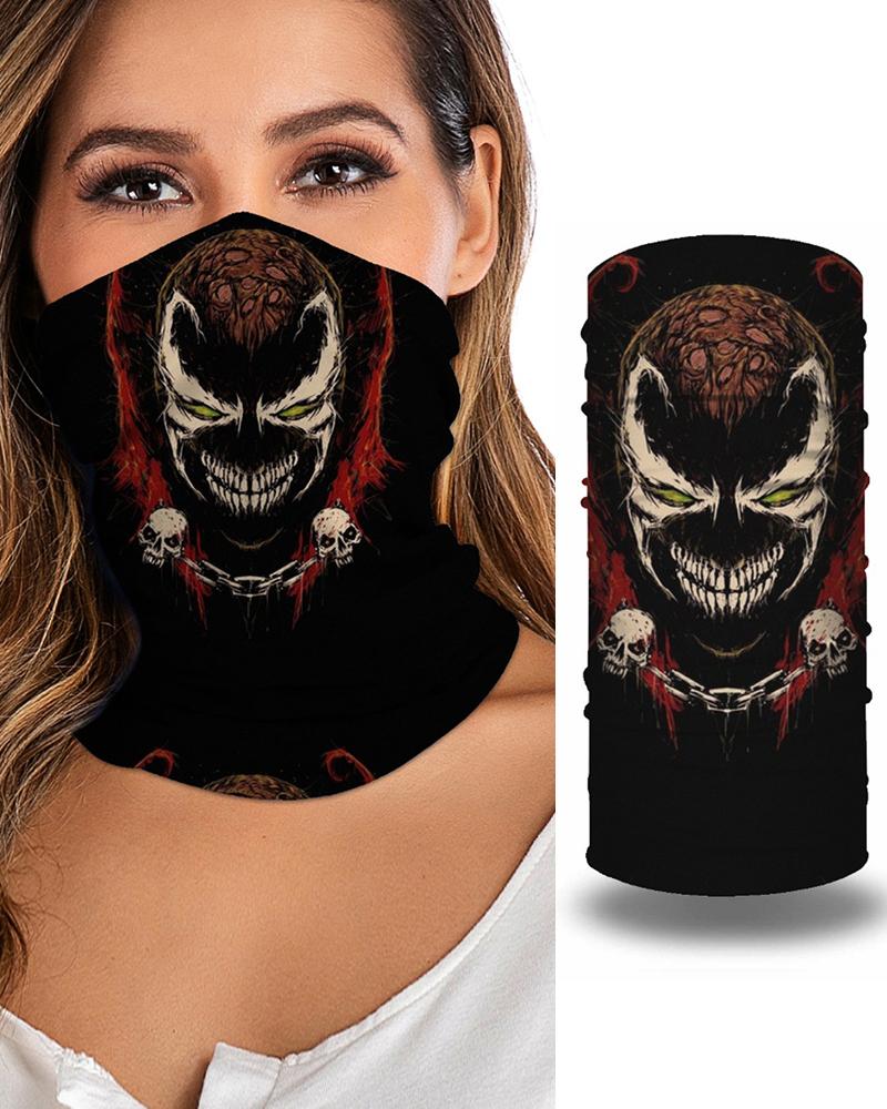 

Skull Print Breathable Face Bandana Magic Scarf Headwrap Balaclava, Red