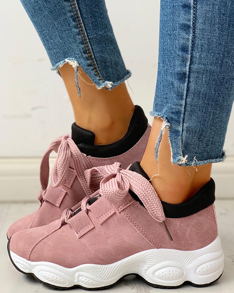

Lace-Up Casual Sneakers, Pink