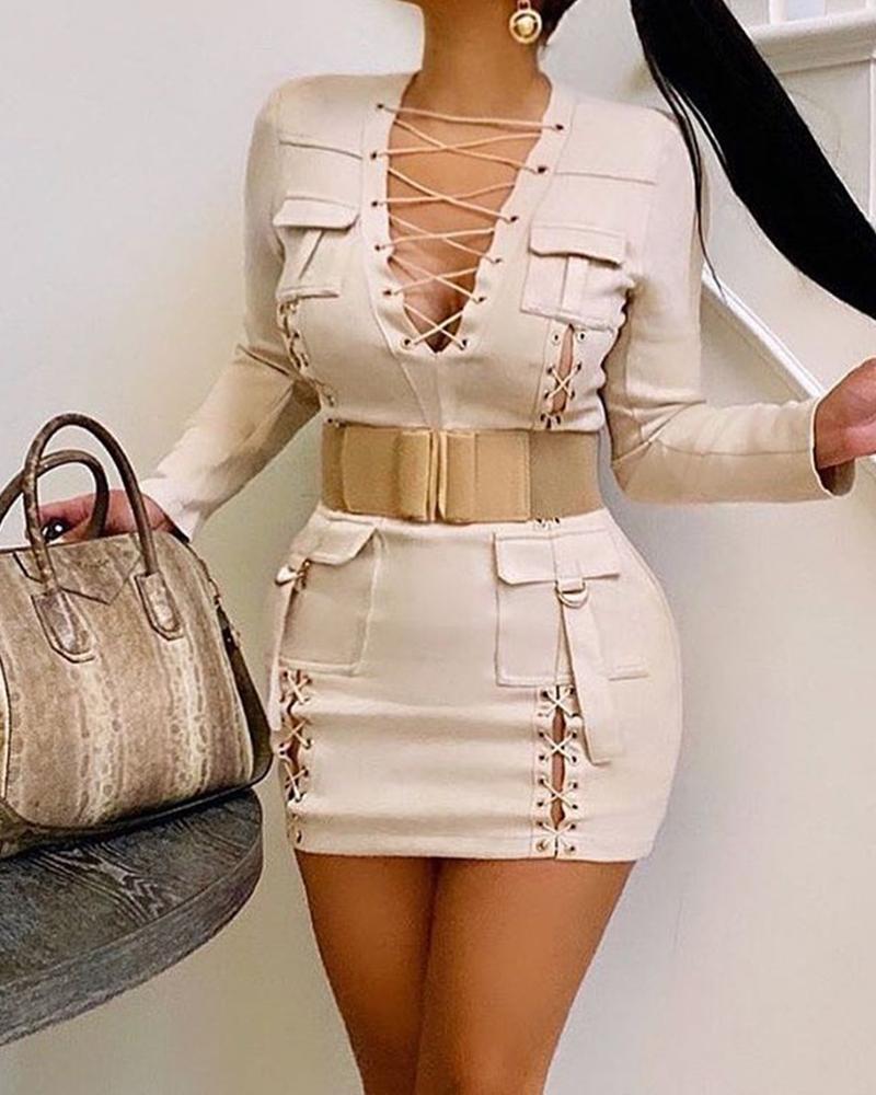 

Cutout Lace-Up Mini Dress