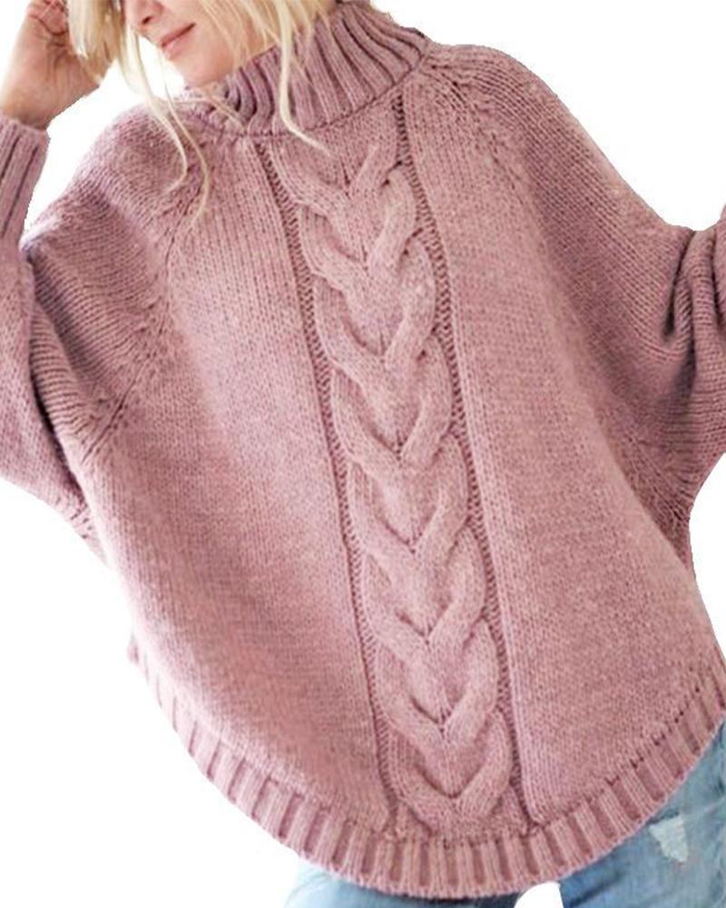 

High Neck Dolman Sleeve Sweater, Pink