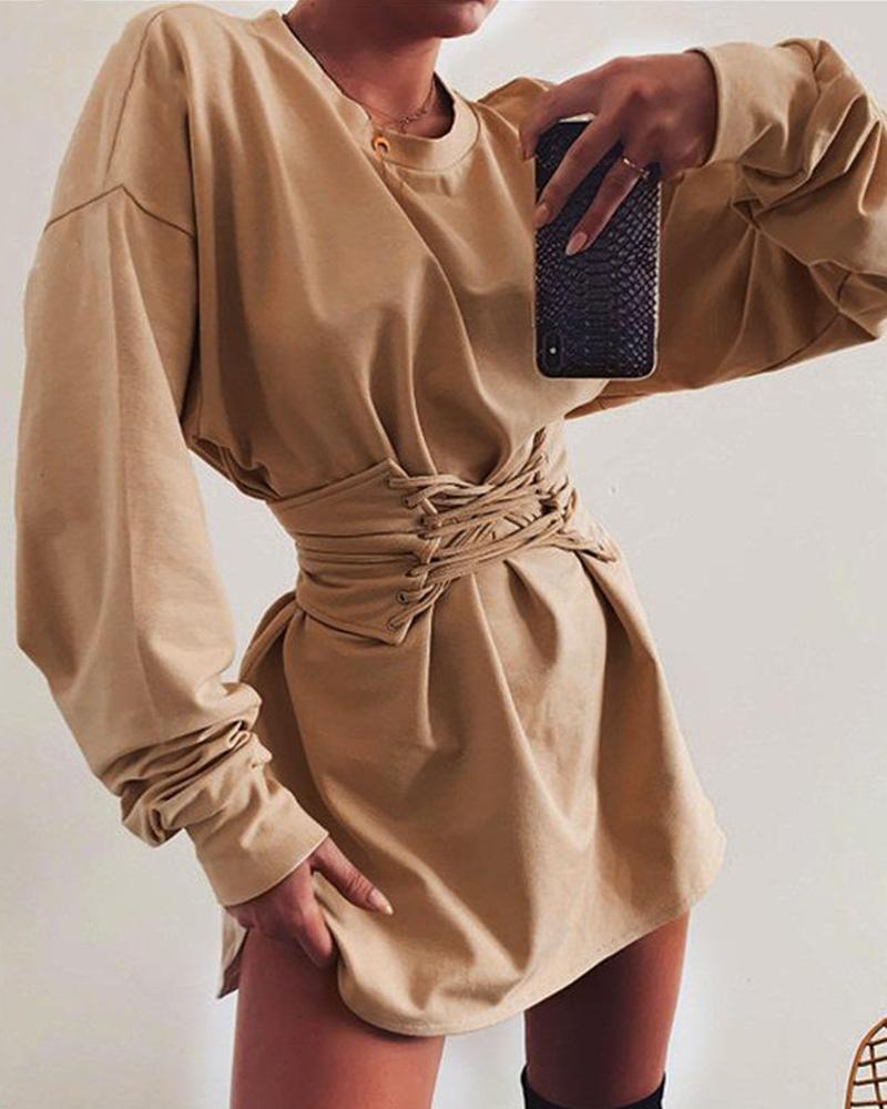 

Corset Tie Waist Mini Dress, Khaki