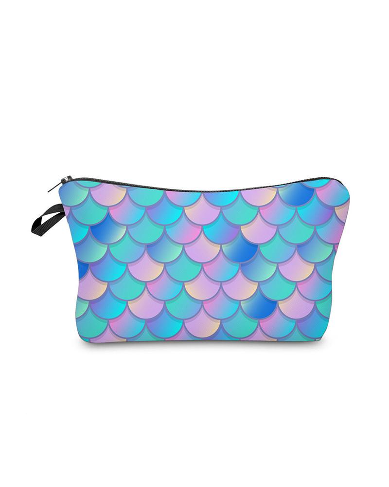 

Scale Print Colorblock Makeup Bag, Style3