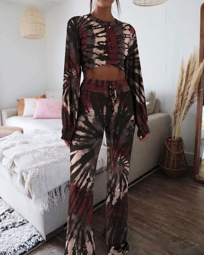 

Tie Dye Print Two-Piece Lounge Set, Multicolor