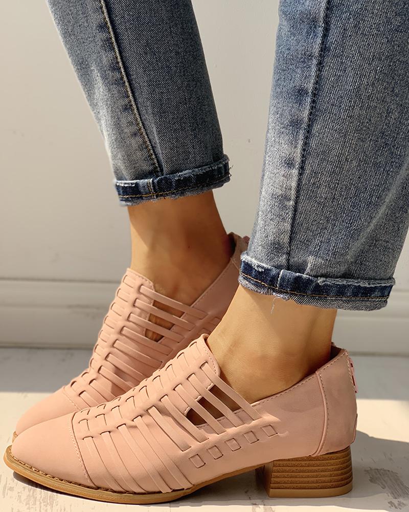 

Pointed Toe Hollow Out Shoes, Pink