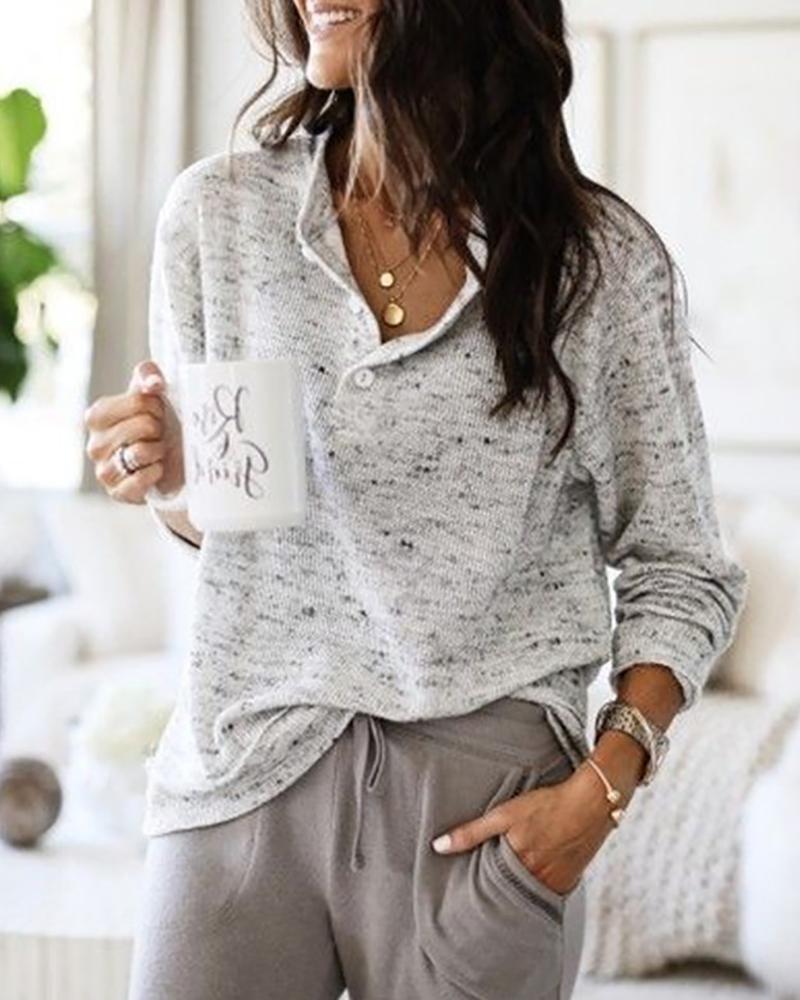 

Long Sleeve Buttoned Casual Blouse