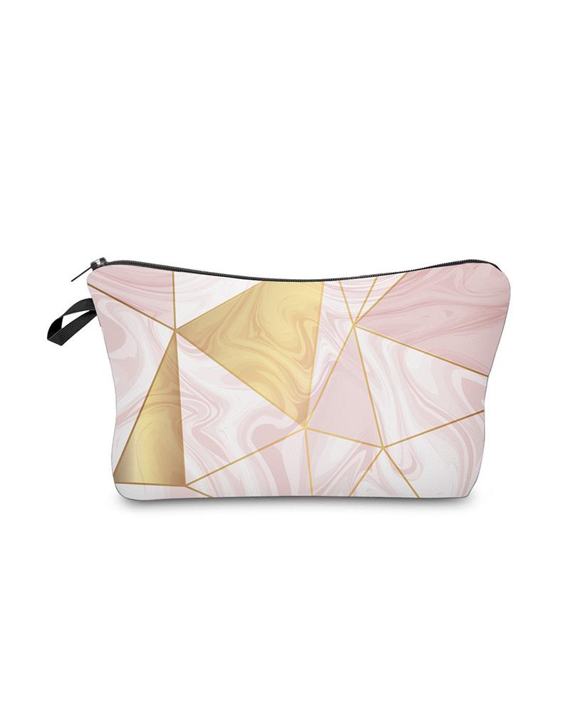 

Colorblock Marble Print Makeup Bag, Style2