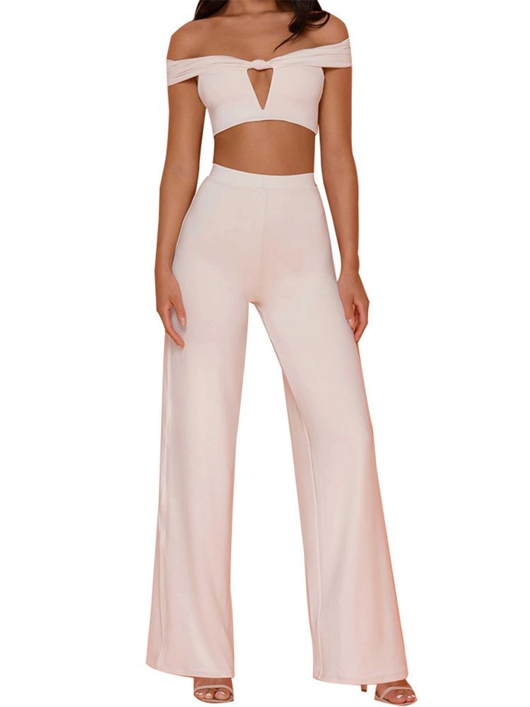 

Knotted Front Cutout Crop Top & Pant Sets