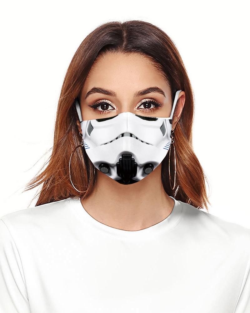 

Cartoon Print Colorblock Breathable Face Mask, White