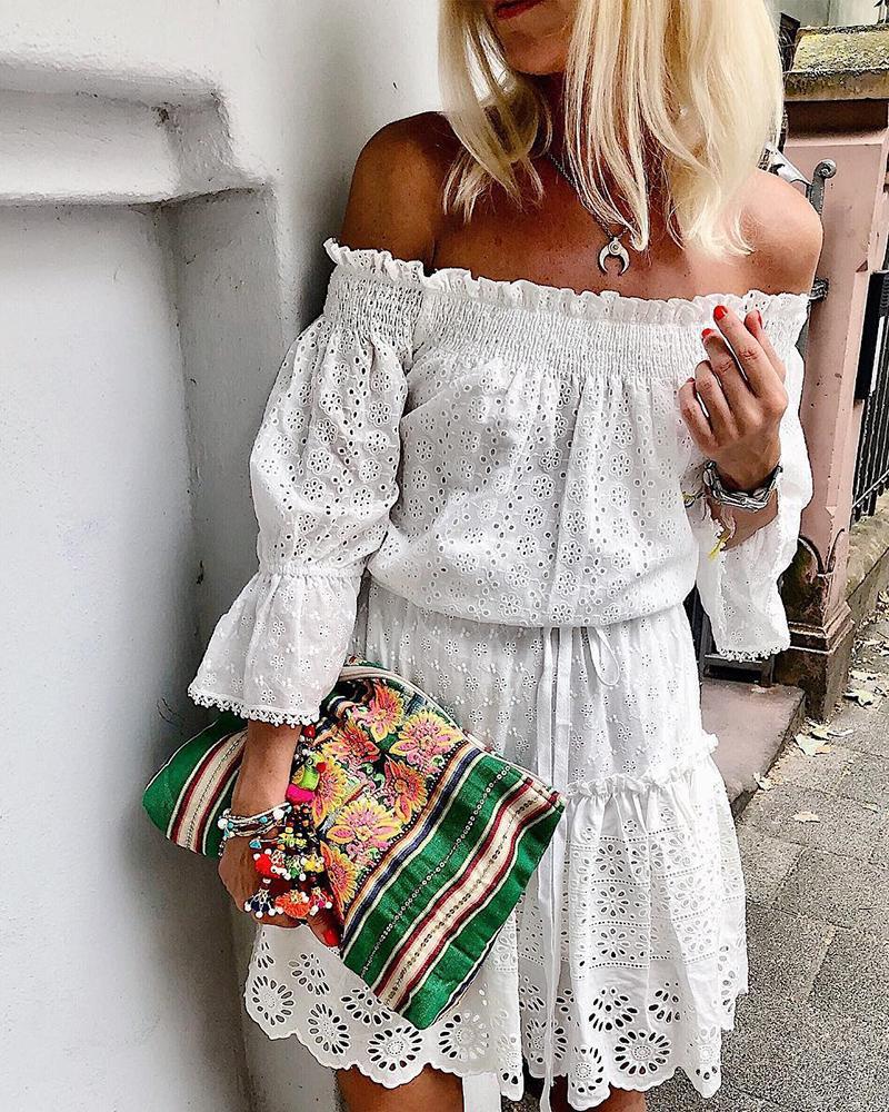 

Hollow Out Off Shoulder Casual Dress