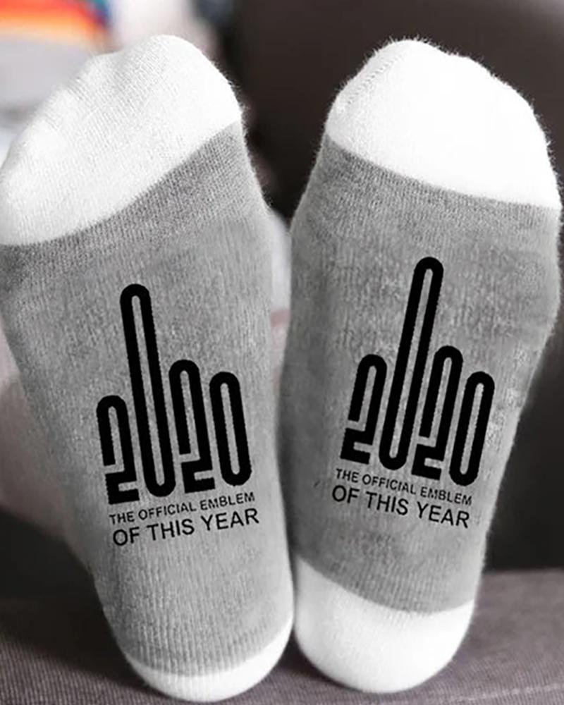 

Men Slogan Letter Print Socks, Gray