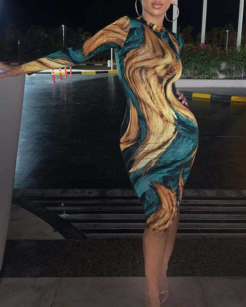 

Abstract Print Bodycon Mini Dress