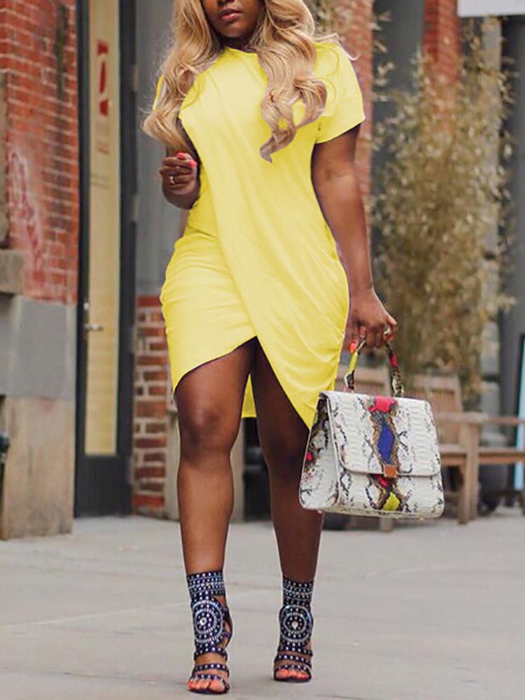 

Solid Crisscross Irregular Mini Dress