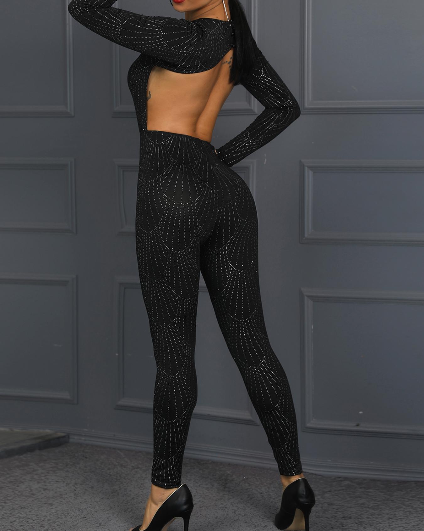 

Hot Drilling Open Back Jumpsuit