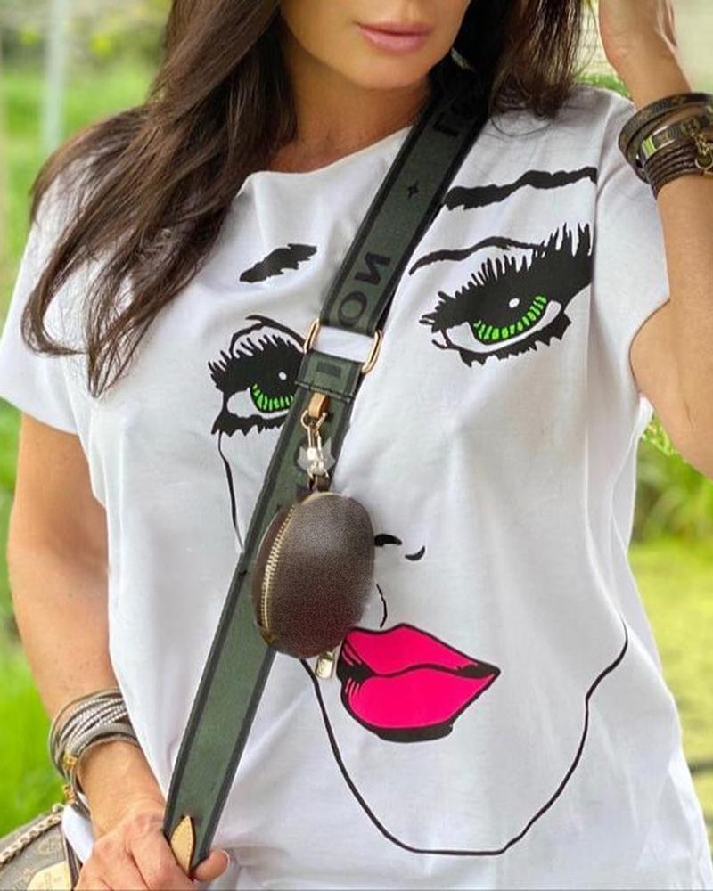 

Figure Print Short Sleeve T-shirt, White