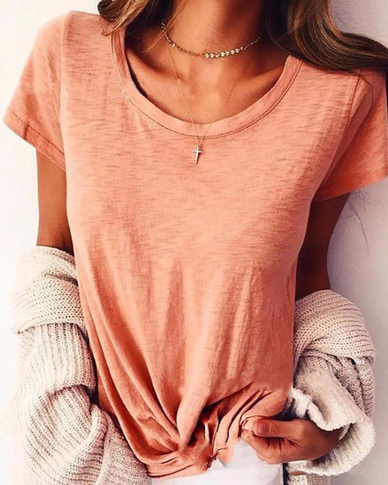 

Basic Round Neck T-Shirt, Orange