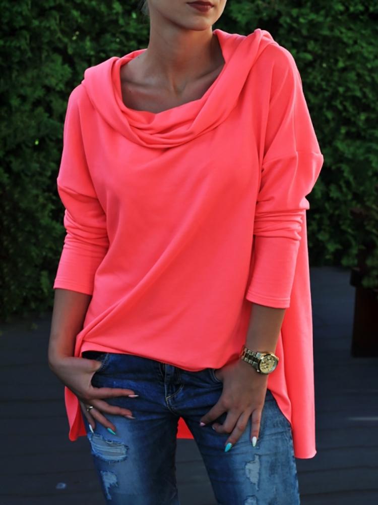 

Stylish Dip Hem Hoodies Sweatshirt