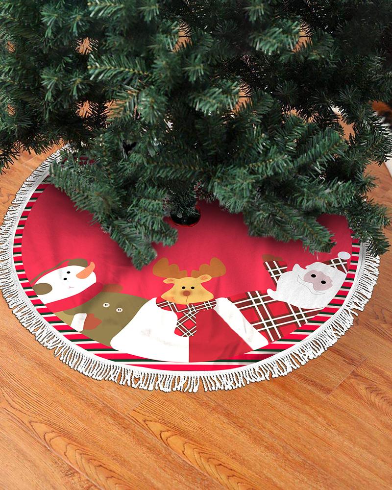 

Christmas Print Fringe Hem Carpet, Style3