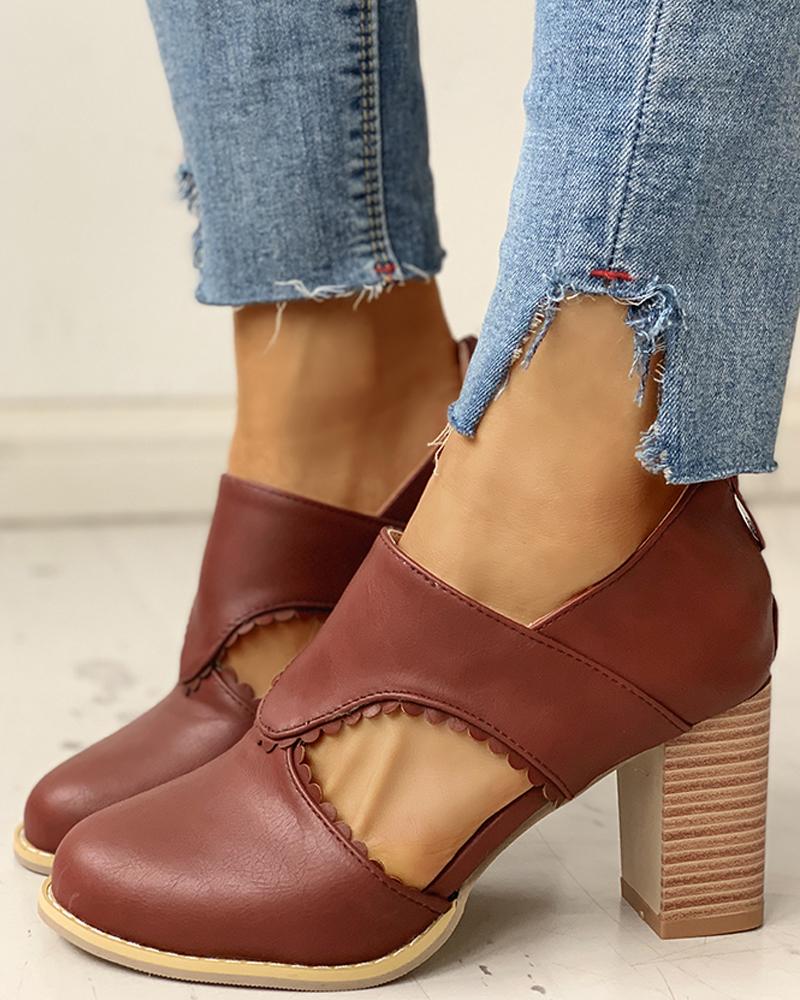 

Cutout Chunky Heels, Wine red