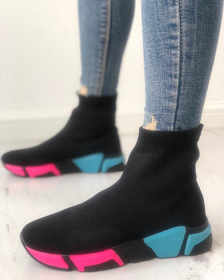 

Contrast Color Splicing Canvas Leisure Boots