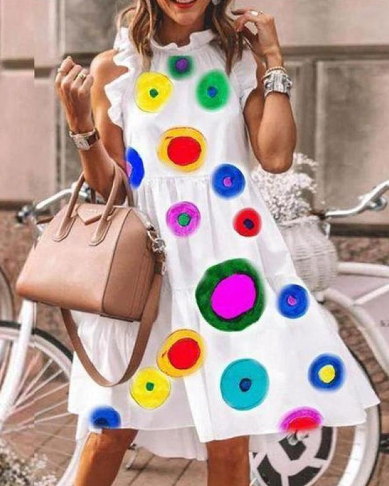 

Sleeveless Midi Swing Dress, Multicolor