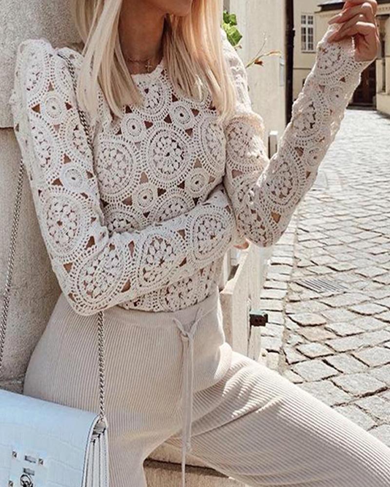 

Round Neck Crochet Lace Blouse