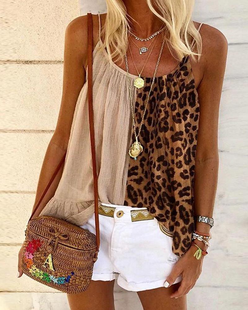 

Leopard Print Contrast Cami Top